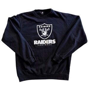 NFL Raiders Football Sweatshirt Crew Neck Pullover Team Apparel Black Mens Large